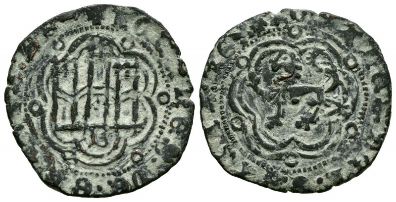 JUAN II (1406-1454). Blanca. (Ae. 2,32g/23mm). Burgos. (FAB-624). Anv: Castillo,...