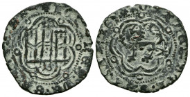 JUAN II (1406-1454). Blanca. (Ae. 2,32g/23mm). Burgos. (FAB-624). Anv: Castillo, debajo S, dentro de gráfila lobular, alrededor leyenda: IOHANES DEI G...