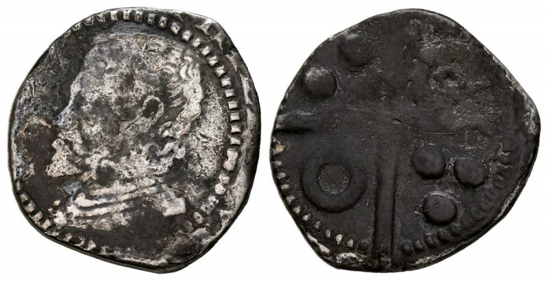 FELIPE II (1556-1598). 1 Croat (Ar. 2,26g/16mm). Fecha no visible. Barcelona. (C...