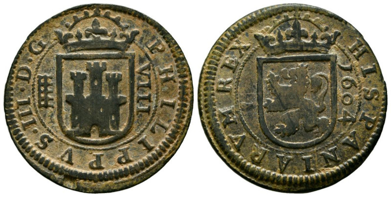 FELIPE III (1598-1621). 8 Maravedís. (Ae. 5,98g/28mm). 1604. Segovia. (Cal-2019-...