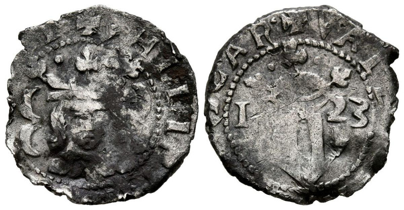 FELIPE IV (1621-1665). Divuitè. (Ar. 2,15g/20mm). 1623. Valencia. (Cal-2019-812)...