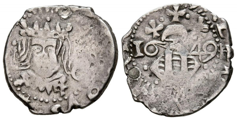 FELIPE IV (1621-1665). 1 Divuitè. (Ar. 2,28g/18mm). 1649. Valencia. (Cal-2019-82...