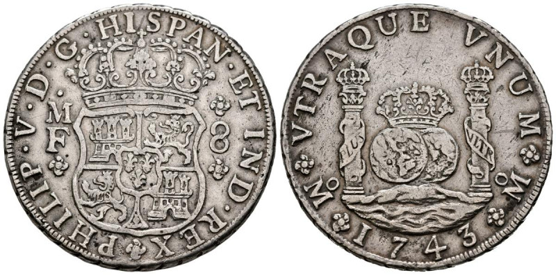 FELIPE V (1700-1746). 8 Reales. (Ar. 26,81g/39mm). 1743. México MF. (Cal-2019-14...