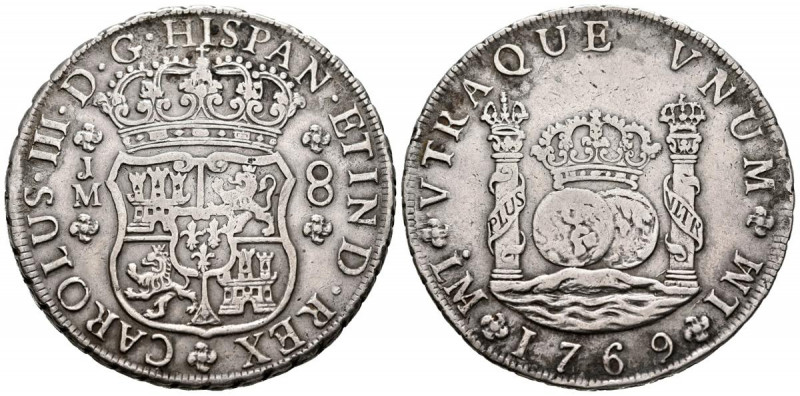 CARLOS III (1759-1788). 8 Reales. (Ar. 26,79g/39mm). 1769. Lima JM. (Cal-2019-10...