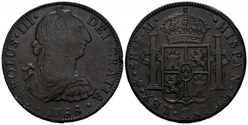 CARLOS III (1759-1788). 8 Reales (Ar. 26,87g/38mm). 1788. México FM. (Cal-2019-1...