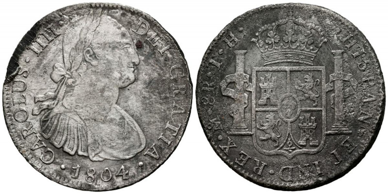 CARLOS IV (1788-1808). 8 Reales. (Ar. 25,31g/39mm). 1804. México TH. (Cal-2019-9...