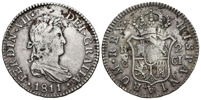 FERNANDO VII (1808-1833). 2 Reales. (Ar. 5,72g/27mm). 1811. Cádiz CI. (Cal-2019-...