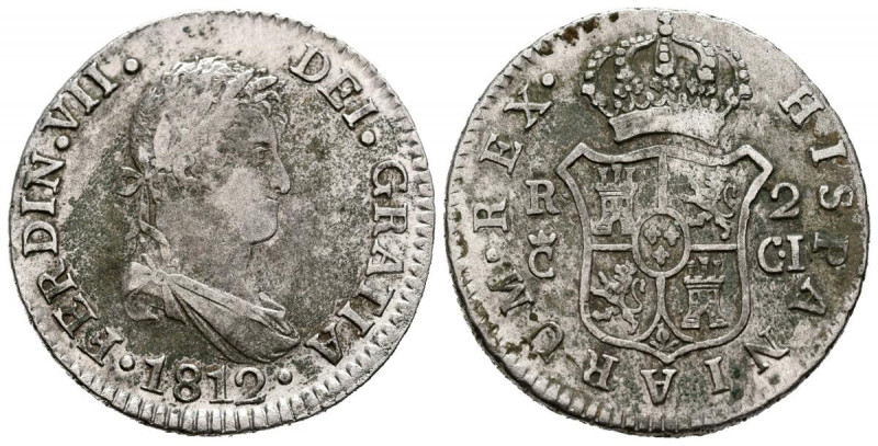 FERNANDO VII (1808-1833). 2 Reales. (Ar. 5,77g/27mm). 1812. Cádiz CI. (Cal-2019-...