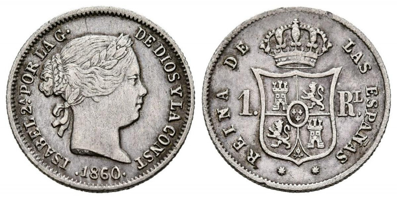 ISABEL II (1833-1868). 1 Real. (Ar. 1,26g/15mm). 1860. Barcelona. (Cal-2019-285)...