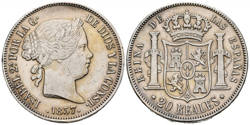 ISABEL II (1833-1868). 20 Reales. (Ar. 25,74g/37mm). 1857. Madrid. (Cal-2019-614...