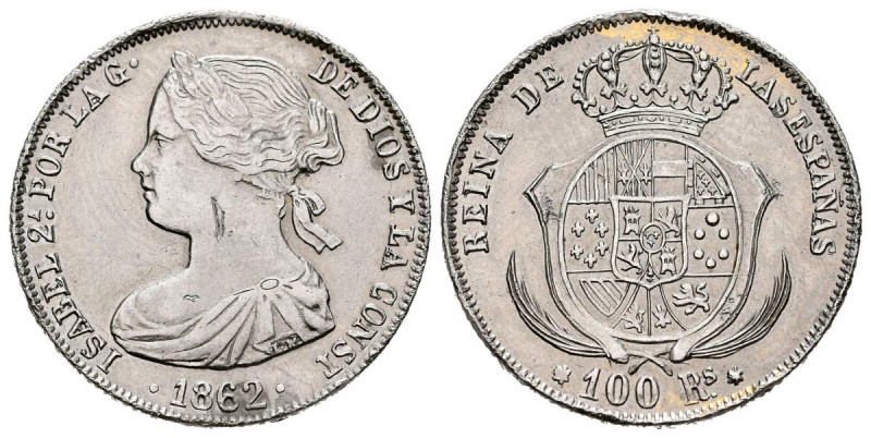 ISABEL II (1833-1868). 100 Reales. (Pt. 8,20g/22mm). 1862. Madrid. (Barrera-897)...