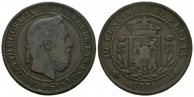 CARLOS VII (1868-1909). 10 Céntimos. (Ae. 9,49g/30mm). 1875. Oñate. (Cal-2019-5). BC+.
