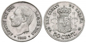 ALFONSO XII (1874-1885). 50 Céntimos (Ar. 2,51g/18mm). 1880 *80. Madrid MSM. (Cal-2019-11). MBC+.
