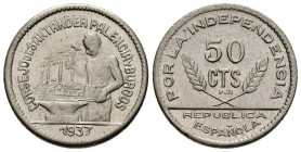 SANTANDER, PALENCIA y BURGOS. 50 Céntimos. (Cu-Ni. 2,72g/19mm). 1937. PJR. (Cal-2019-34). MBC+.