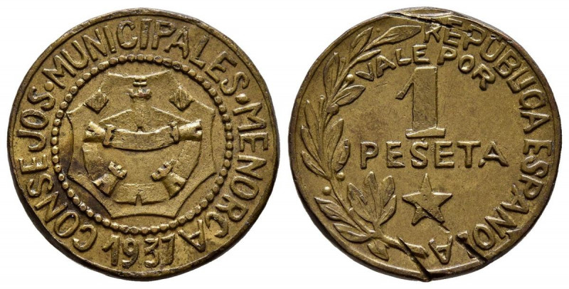 MENORCA. 1 Peseta. (CuNi. 2,98g/19mm). 1937. (Cal-2019-23). EBC.