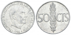 ESTADO ESPAÑOL (1939-1975). 50 Céntimos. (Ni. 0,98g/20mm). 1966 *19-68. Madrid. (Cal-32). Reverso girado 330º. EBC.