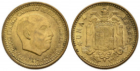 ESTADO ESPAÑOL (1936-1975). 1 Peseta. (Al-Cu. 3,54g/20mm). 1947 *19-54. Madrid. (Cal-2019-54). SC-.