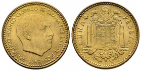 ESTADO ESPAÑOL. 1 Peseta (Al-Cu. 3,40g/21mm). 1953 *19-56. Madrid. (Cal-2019-58). SC.
