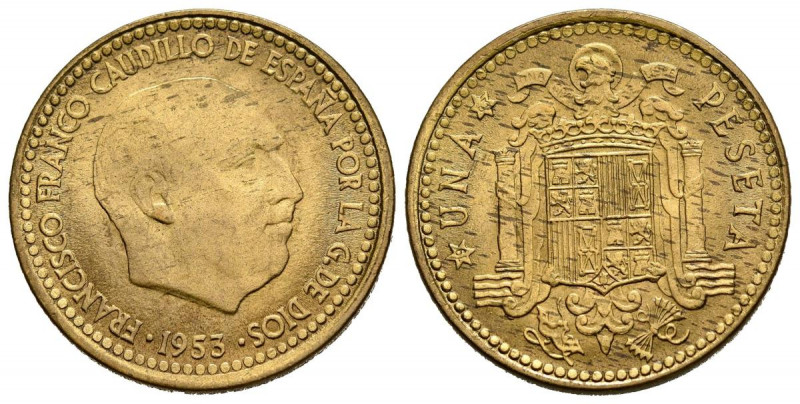 ESTADO ESPAÑOL (1936-1975). 1 Peseta. (Al-Cu. 3,43g/20mm). 1953 *19-63. Madrid. ...