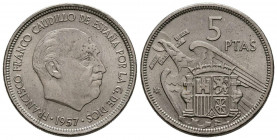 ESTADO ESPAÑOL (1936-1975). 5 Pesetas. (Ni. 5,72g/23mm). 1957 *58. Madrid. (Cal-2019-98). EBC-.
