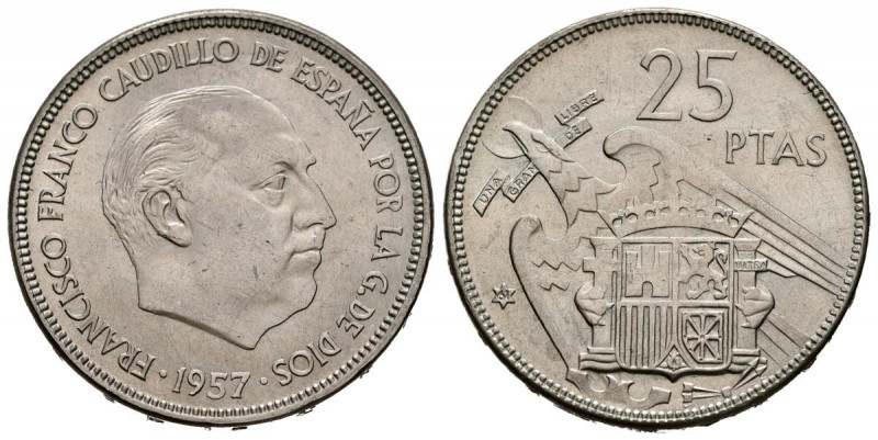ESTADO ESPAÑOL (1936-1975). 25 Pesetas. (Ni. 9,00g/27mm). 1957 *61. Madrid. (Cal...