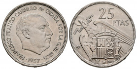 ESTADO ESPAÑOL (1936-1975). 25 Pesetas. (Ni. 8,72g/27mm). 1957 *64. Madrid. (Cal-2019-119). SC.