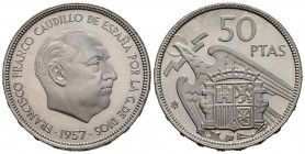 ESTADO ESPAÑOL (1936-1975). 50 Pesetas. (Ni. 12,39g/30mm). 1957 *72. Madrid. (Cal-2019-141). PROOF. Extraída de cartera.