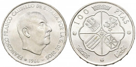 ESTADO ESPAÑOL (1936-1975). 100 Pesetas. (Ar. 19,15g/34mm). 1966 *19-68. Madrid. (Cal-2019-147). SC. Brillo original.