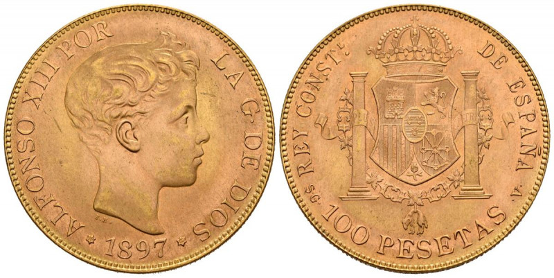 ESTADO ESPAÑOL (1936-1975). 100 pesetas. (Au. 32,26g /35mm). 1897 *19-62. Madrid...