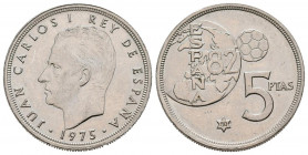 JUAN CARLOS I (1975-2014). 5 Pesetas. (CuNi. 5,74g/23mm). 1975 *80. (Cal-2019-40). Error del Mundial ´82. EBC-. Ligeras marquitas.