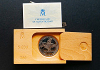 JUAN CARLOS I (1975-2014). 5 Ecu. (Ar. 33,62g/42mm). 1989. FNMT. FDC. Incluye estuche original y certificado de autenticidad.