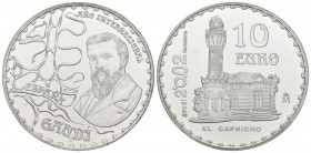 JUAN CARLOS I (1975-2014). 10 Euro. (Ar. 26,80g/40mm). 2002. El Capricho Gaudí. (Km#1083). PROOF. Incluye cápsula. Tira de 25 mil ejemplares.