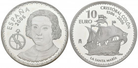 JUAN CARLOS I (1975-2014). 10 Euro. (Ar. 26,82g/40mm). 2006. Madrid. FNMT. 500 Aniversario de la muerte de Cristobal Colón. La Santa María. (Km#1114)....