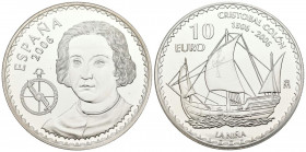JUAN CARLOS I (1975-2014). 10 Euro. (Ar. 27,02g/40mm). 2006. Madrid. FNMT. 500 Aniversario de la muerte de Cristobal Colón. La Niña. (Km#1116). PROOF....