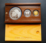 JUAN CARLOS I (1975-2014). Set completo del V Centenario de la Muerte de Isabel la Católica. 2004. FNMT. Madrid. Valores de 10, 50 (en plata) y 200 Eu...