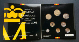 JUAN CARLOS I (1975-2014). Set completo de la colección Monedas Españolas de Curso Legal de 1995. Madrid. FNMT. SC.