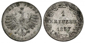 ALEMANIA. 1 Kreuzer. (Ar. 079g/14mm). 1857. Frankfurt. (Km#312). MBC+.