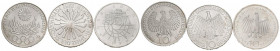 ALEMANIA. Conjunto de 3 monedas de plata de 10 Mark 2 acuñadas con motivo de los Juegos Olímpicos de Munich 1972 y otra del año 1989. Ceca de Munich. ...