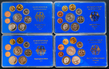 ALEMANIA. Conjunto de 4 Sets de monedas acuñadas en 1975 en 4 cecas diferentes: Hamburgo (J), Karlsruhe (G), Stuttgart (F) y Munich (D). 40 Monedas en...