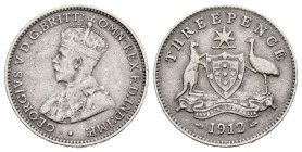 AUSTRALIA. 3 Pence. (Ar. 1,40g/16mm). 1912. Jorge V. (Km#24). MBC.