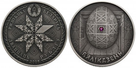 BIELORRUSIA. 20 Rublos. (Ar. 33,70g/39mm). 2005. Festivales y Ritos de Bielorrusia. Pascua. (Km#95). SC. Incrustación de cristal rosa en el centro.