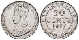 CANADA. 50 Cents. (Ar. 11,62g/30mm). 1917. Jorge V. Terranova. (Km#12). MBC+.