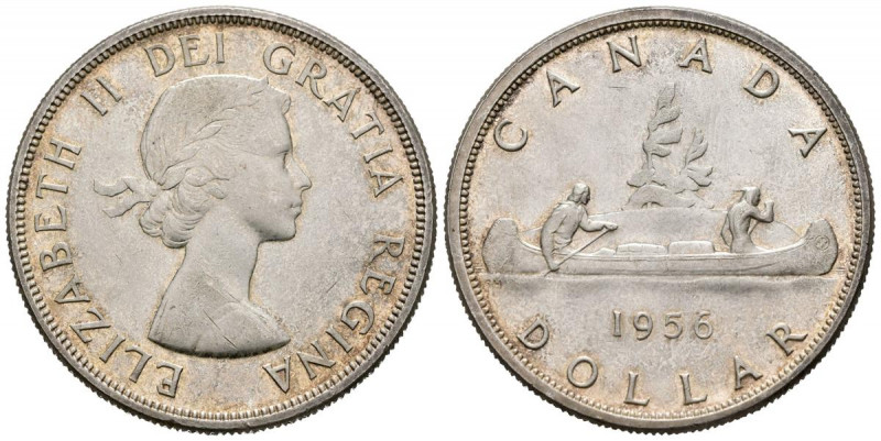 CANADA. 1 Dollar. (Ar. 23,36g/36mm). 1956. Elizabeth II. (Km#54). MBC+.