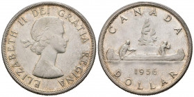 CANADA. 1 Dollar. (Ar. 23,36g/36mm). 1956. Elizabeth II. (Km#54). MBC+.