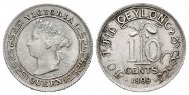 CEILAN. 10 Cents. (Ar. 1,16g/15mm). 1894. Reina Victoria. (Km#94). EBC-.