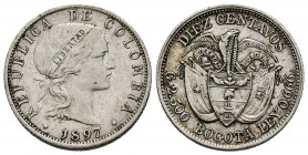 COLOMBIA. 10 Centavos. (Ar. 2,50g/18mm). 1897. (Km#188). MBC. Escasa.