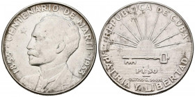 CUBA. 1 Peso. (Ar. 26,70g/38mm). 1953. Centenario del Nacimiento de José Martí (1853-1953). (Km#29). MBC+.