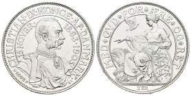 DINAMARCA. 2 Coronas. (Ar. 14,98g/31mm). 1903. Copenhague. 40º Aniversario Reinado de Christian IX. (Km#802). EBC. Ligeras marquitas.