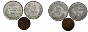 EGIPTO. Conjunto de 3 monedas con valores de 4 Para (1863, año 4) y 20 y 25 Piastras (1956 y 1960). Diferentes estados de conservación. A EXAMINAR.