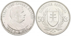 ESLOVAQUIA. 50 Coronas. (Ar. 16,43g/34mm). 1944. 5º Aniversario de la República Eslovaca. (Km#10). EBC.